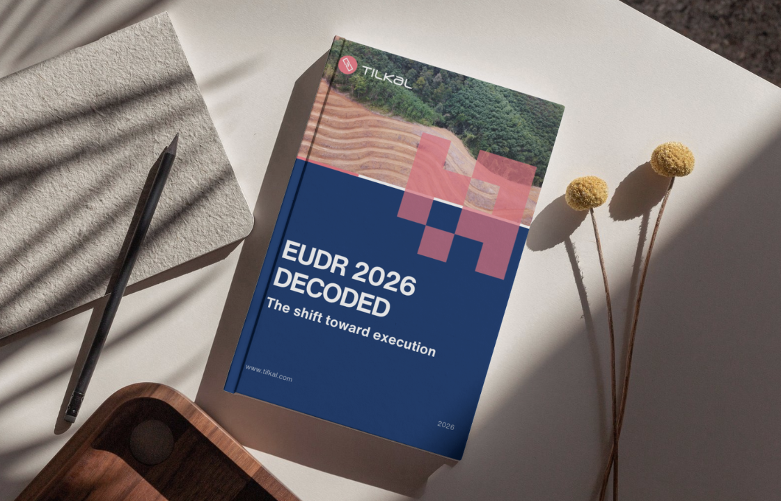 A snapshot of Tilkal's EUDR 2026 Decoded Executive Guide's cover. A snapshot of Tilkal's EUDR 2026 Decoded Executive Guide's cover.